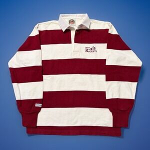 VTG Barbarian Rugby Wear Unity Rockets Burgundy White Striped 90s